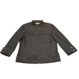 NWOT St. John Brown Bronze Denim Jacket with Bronze Hardware Logo